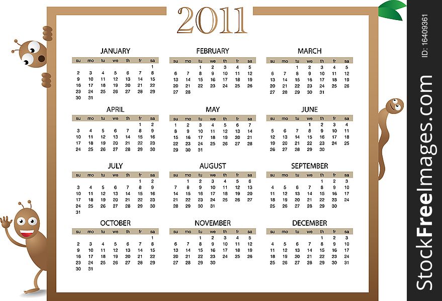 Big calendar for year 2011 - illustration. Big calendar for year 2011 - illustration