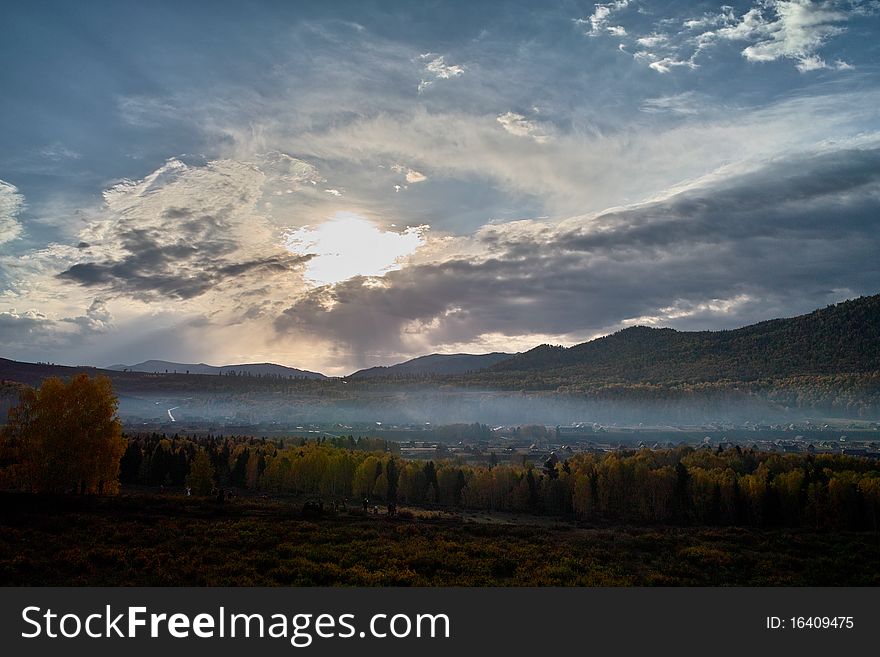 Hemu sunrise in xinjiang china