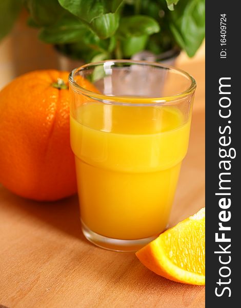 Glass with sweet orange juice. Glass with sweet orange juice