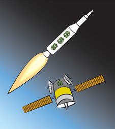 Rocket And Satellite Royalty Free Stock Photos