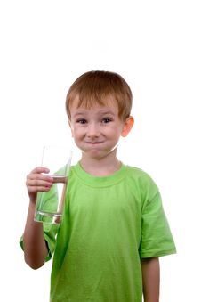 Boy With A Glass Of Water Stock Photography