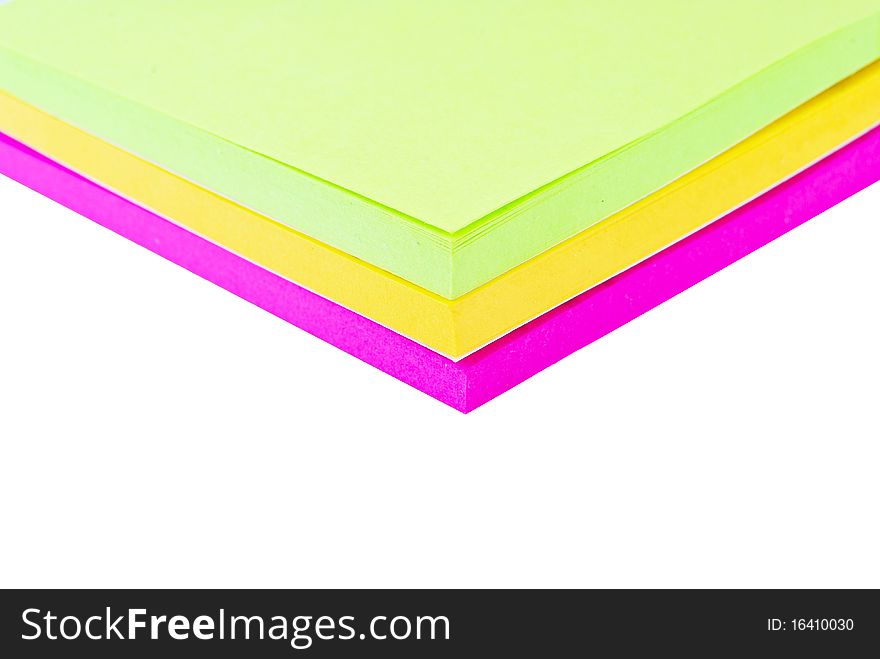 Colorful paper notes memo isolated on white background