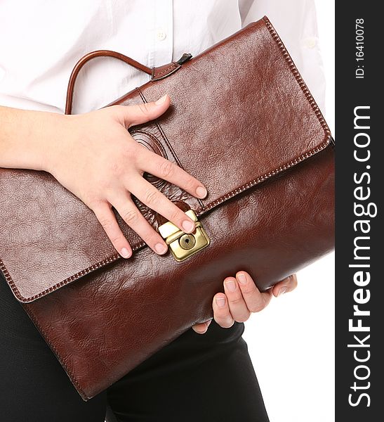 Executive woman holding a bag