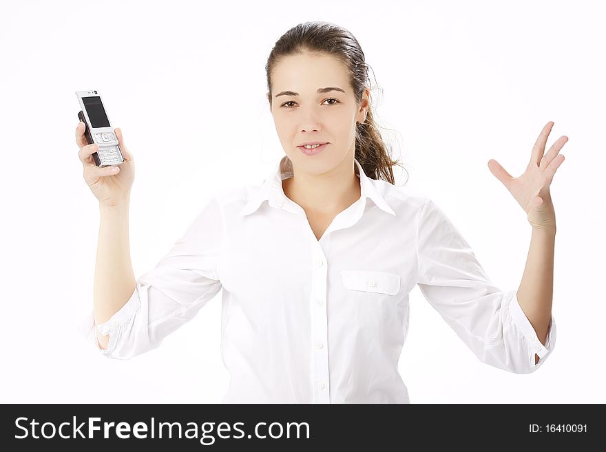 Beautiful business woman using cell phone