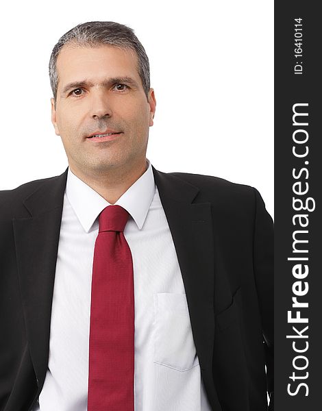 Handsome businessman portrait isolated white background