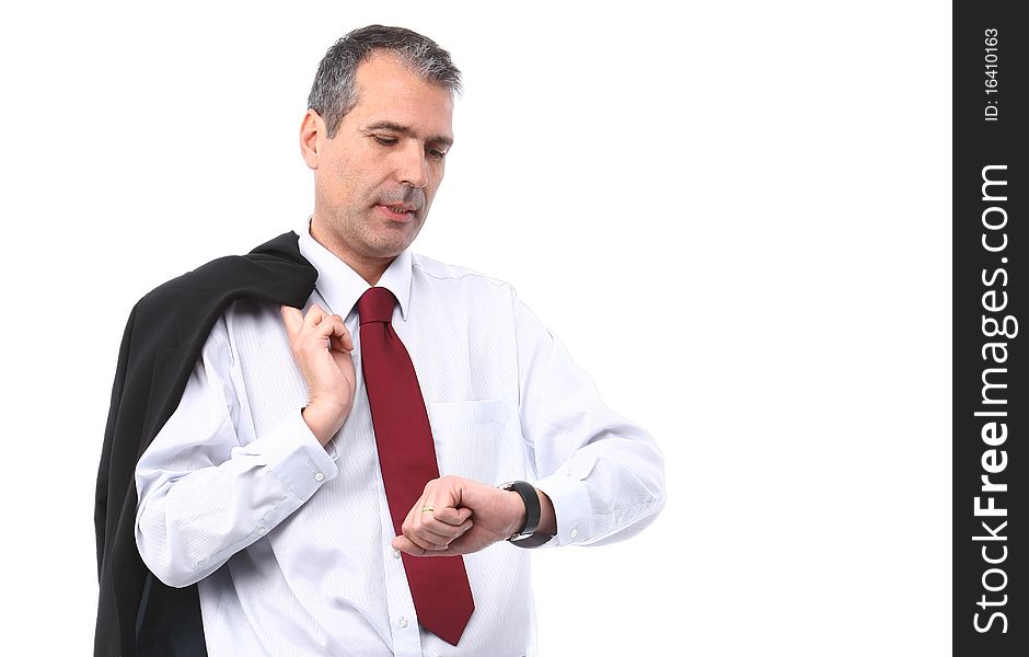 Businessman checking time on his watch