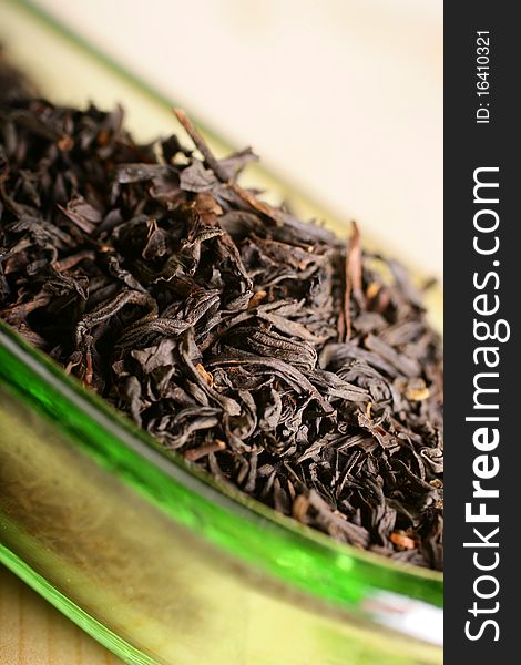 Black tea with leaf isolated