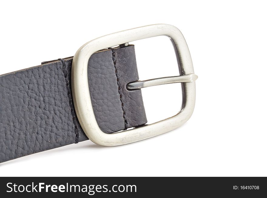 Black leather belt isolated