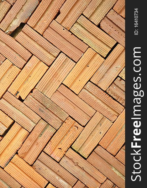 Orange brick floor pattern background