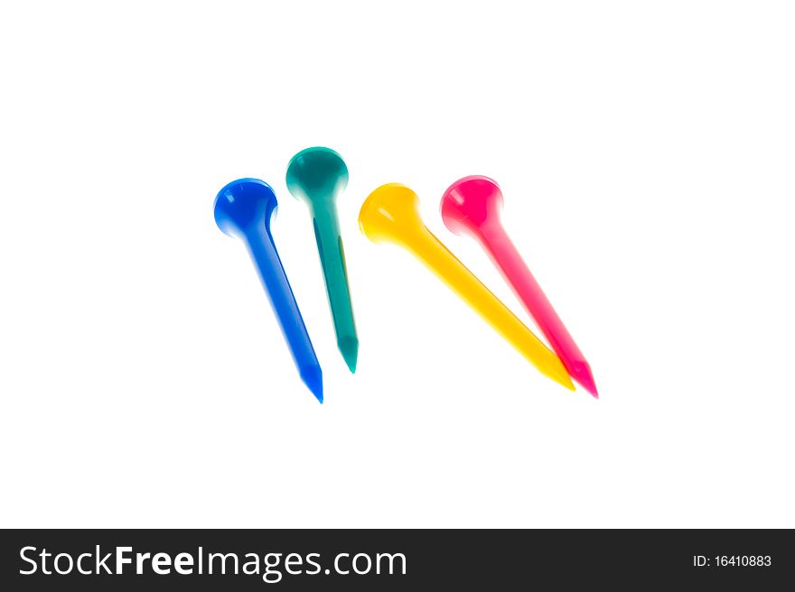 Golf tees isolated on a white background