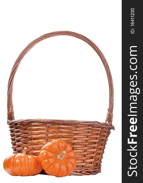 Small orange pumpkins symbolising autumn holidays and used in decorative works.