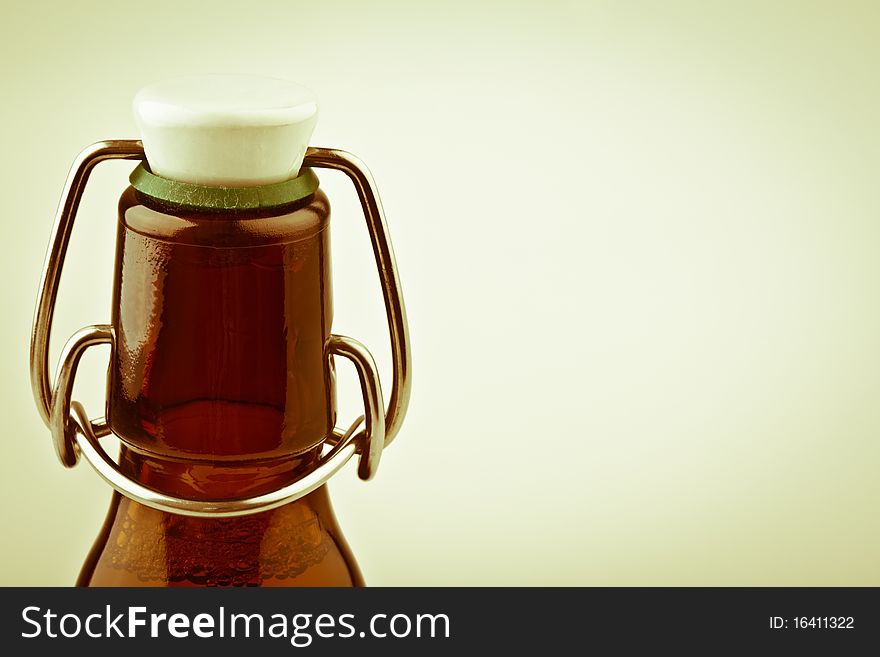 German Retro Beer Bottle, textured old-fashioned background