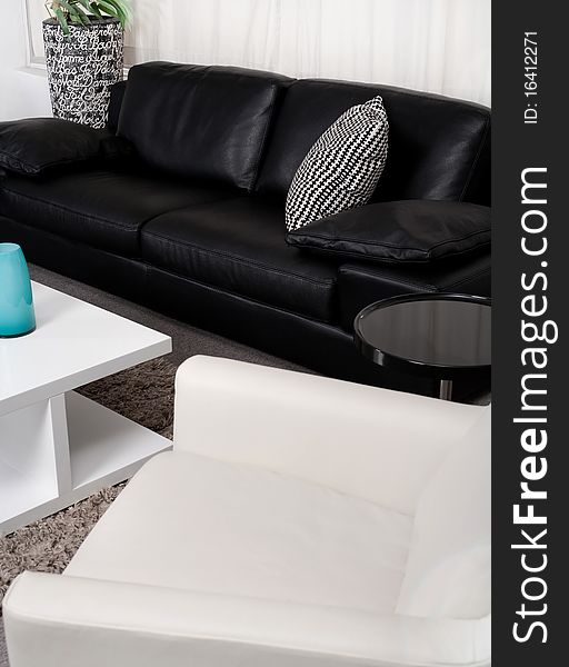 Modern Two-coloured Fabric Couch