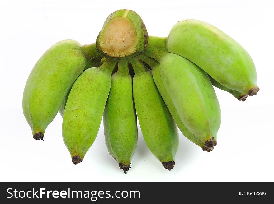 A bunch bananas on white background.