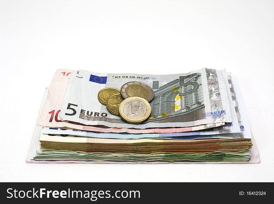 Euro Money bundle with notes and bucks. Euro Money bundle with notes and bucks