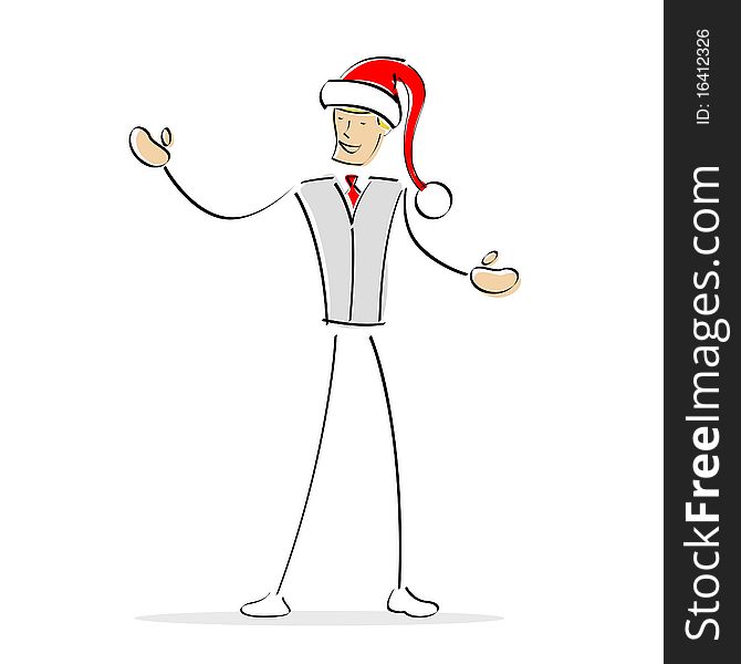 Illustration of man wearing santa hat on an isolated background. Illustration of man wearing santa hat on an isolated background