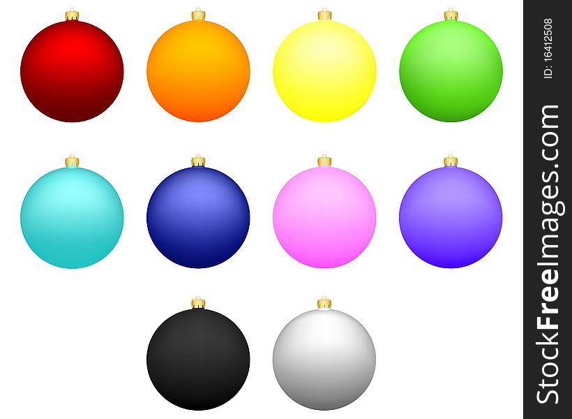 Illustration of christmas balls isolated over white