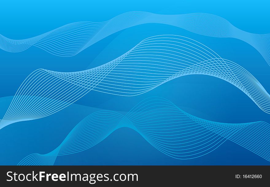 Abstract blue background with wavy lines. Abstract blue background with wavy lines.