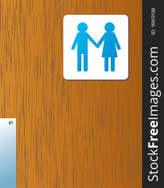 Classic men and women icons holding hands or shaking hands. Sign and door are separated onto layers. Classic men and women icons holding hands or shaking hands. Sign and door are separated onto layers.