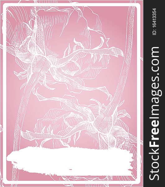 Pink frame with rose, vector illustration