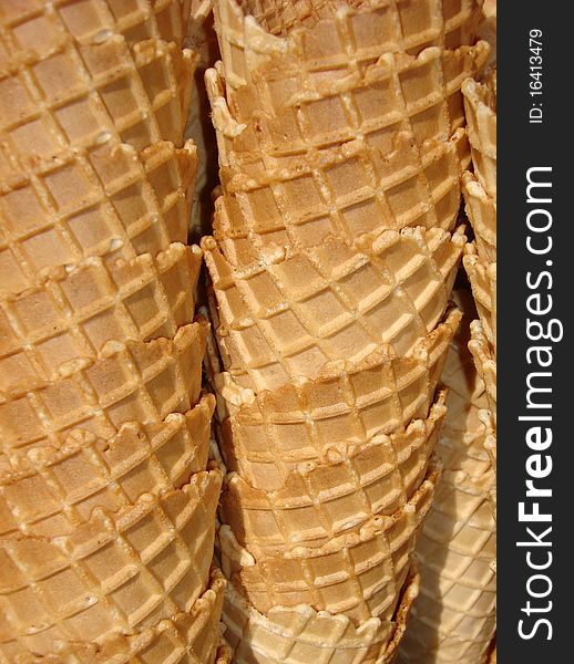 Closeup on ice cream cones