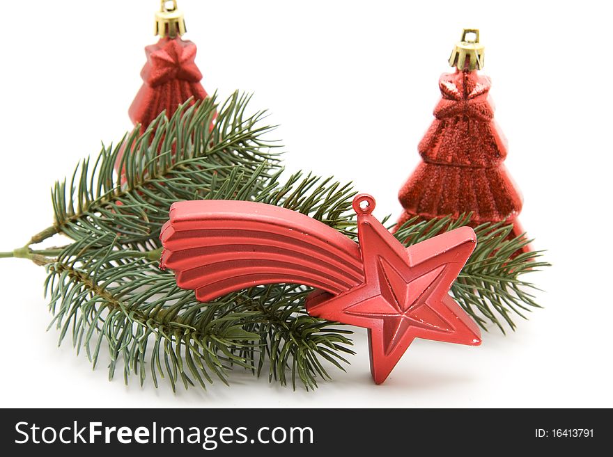 Christmas star with loop and fir branch