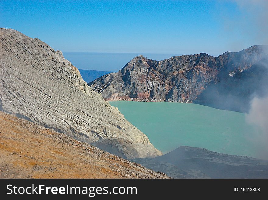 Crater of Ijen volcano. Java. Indonesia