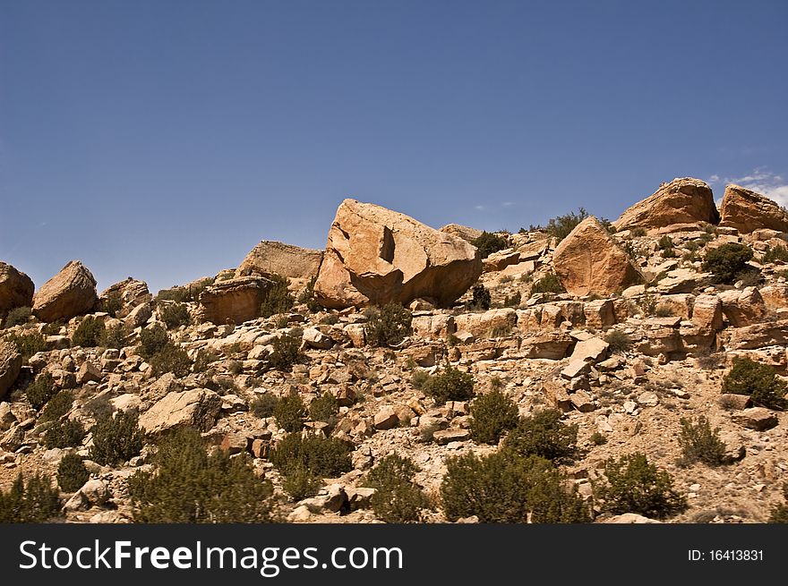 View of Arizona desert boulders