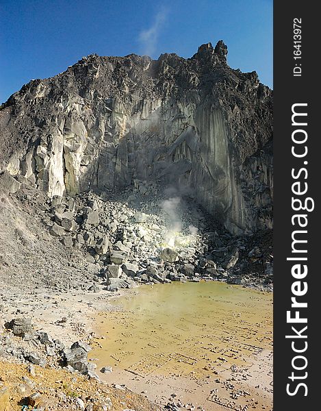 Crater of Sibayak volcano. Sumatra. Indonesia