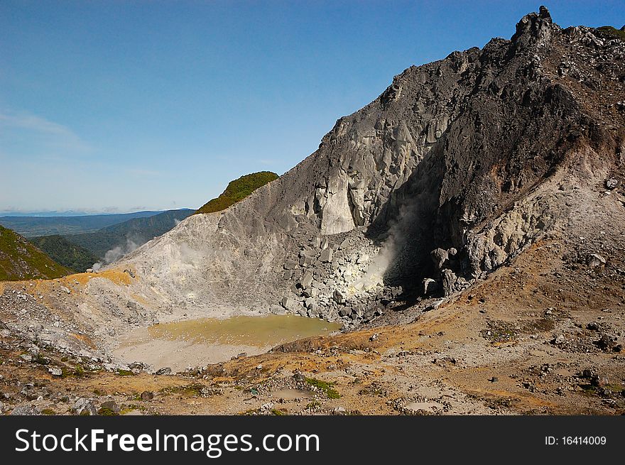 Crater of Sibayak volcano. Sumatra. Indonesia