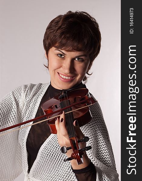 Girl With Violin Portrait