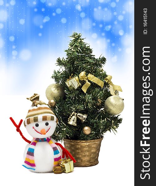 Snowman isolated in white background