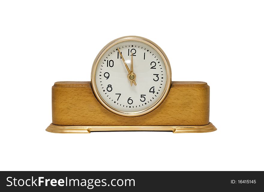 Old-fashioned clock isolated on a white background