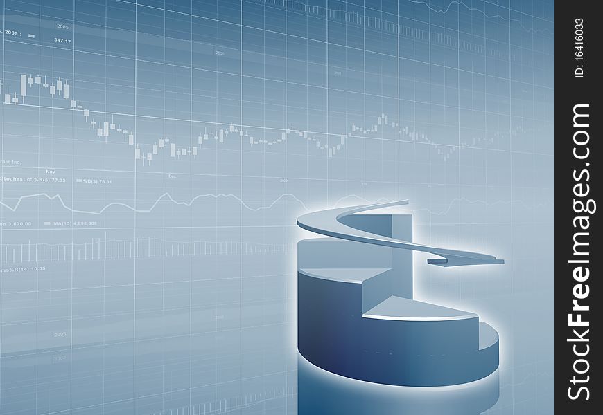 Downward pie graph with market data in fog