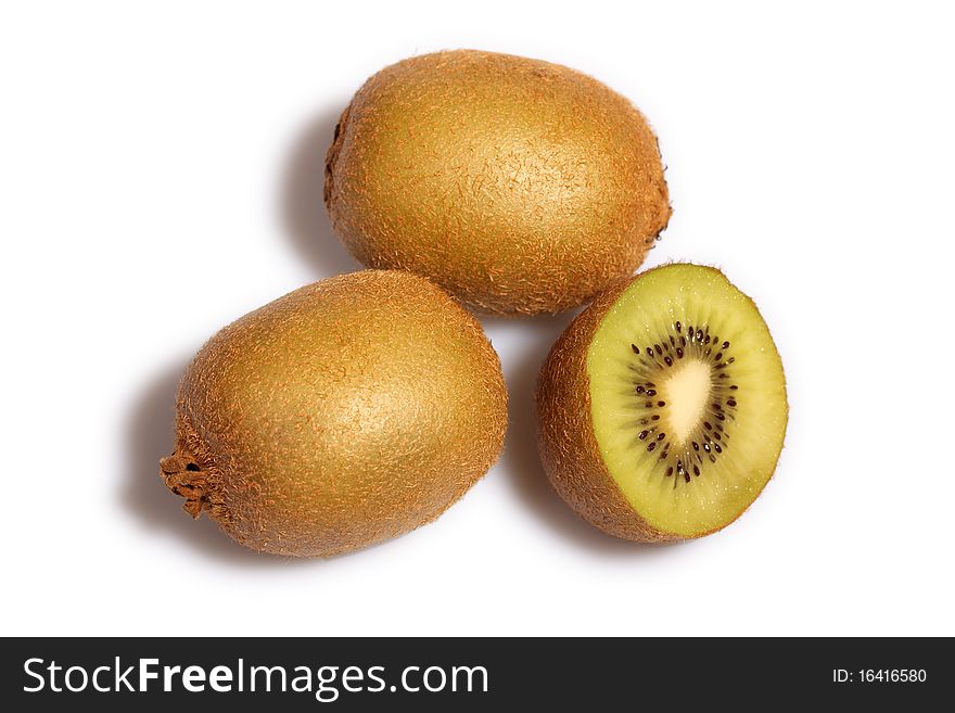 Kiwi fruits isolated on white background.