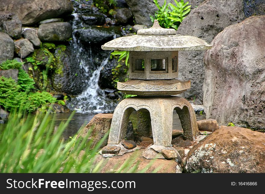 Japanese Lantern in Kepaniwai Park and Heritage Gardens