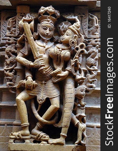 Erotic stone carving at Jain Temple at Jaisalmer, Rajasthan