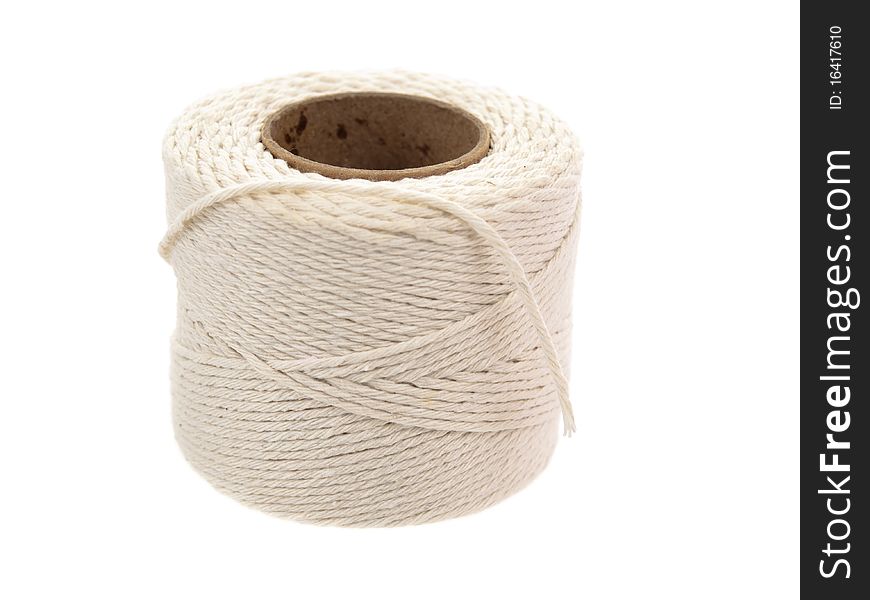 Roll of hemp string isolated on white