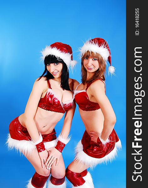 Female Models In Santa Cap.