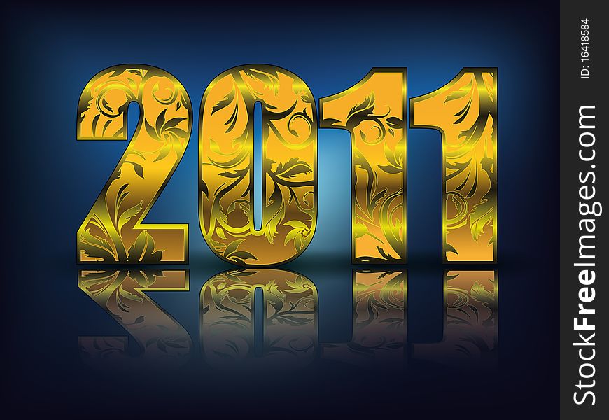 New Year Background with stylized figures Floral golden style. New Year Background with stylized figures Floral golden style