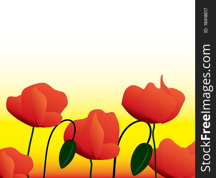 Banner of the dismissed flowers of a poppy and young runaways