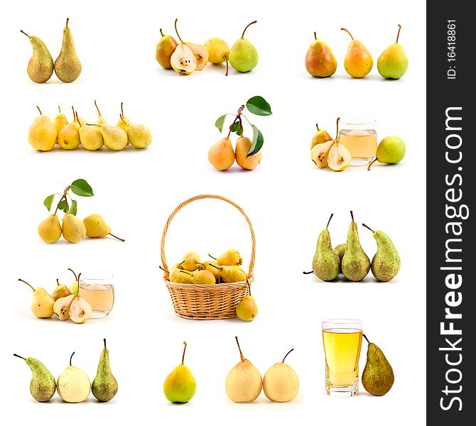 Set of pears isolated on a white background
