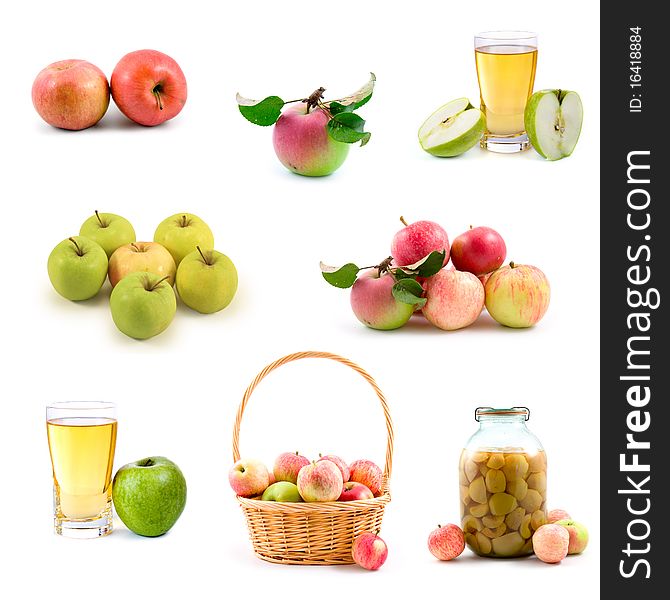 Set of apples isolated on a white background