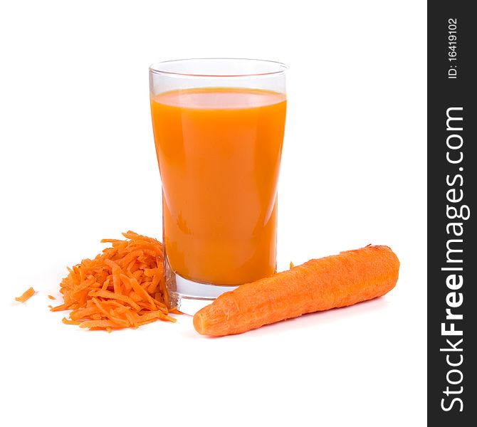 Carrot juice isolated on a white background
