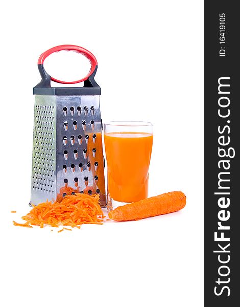 Carrot juice isolated on a white background