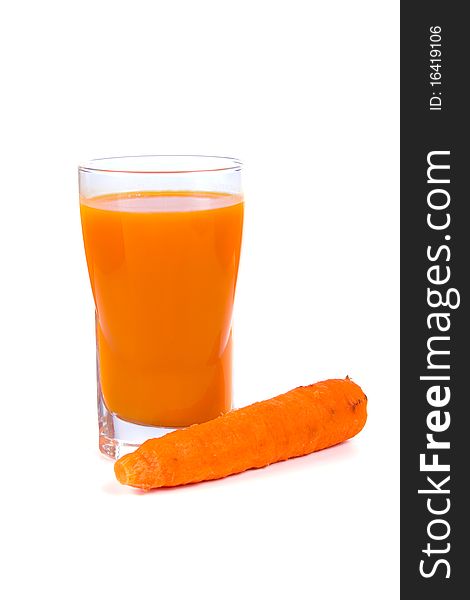 Carrot juice isolated on a white background