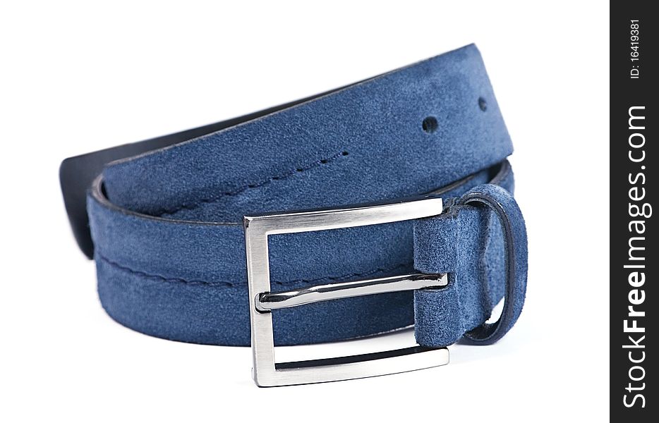 Blue man belt accessory on white background