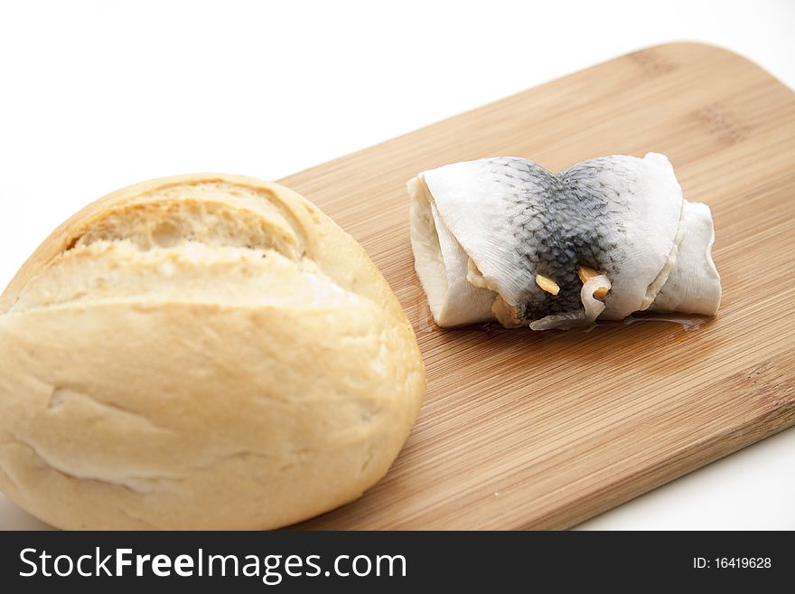 Rolled pickled herring and with rolls