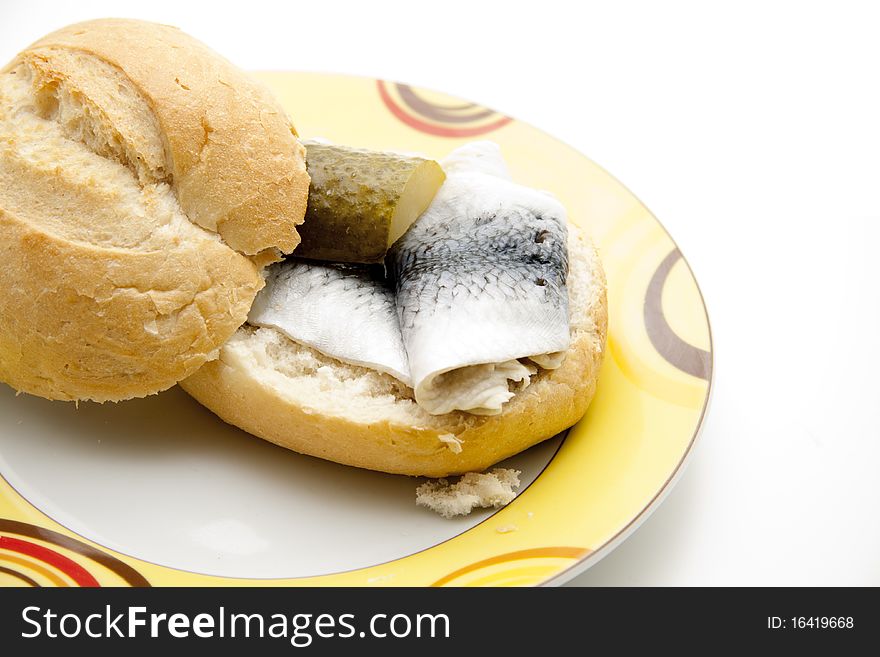 Rolled pickled herring and with rolls