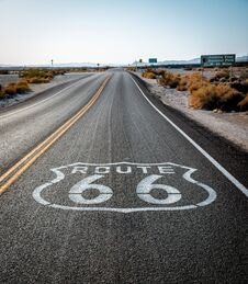 Route 66 Sign On The Street Royalty Free Stock Image